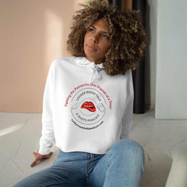Locker Room Talk and Shots Podcast Crop Hoodie